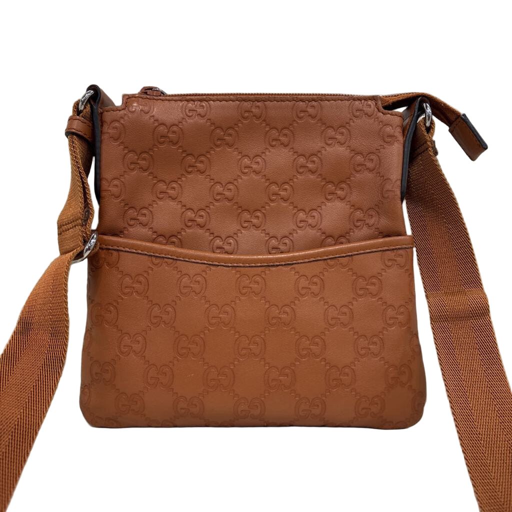 Gucci Gussima Leather Crossbody HANDBAGS Small Brown