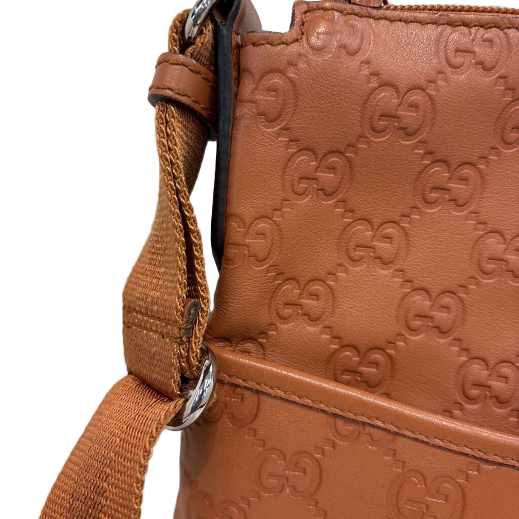 Gucci Gussima Leather Crossbody HANDBAGS Small Brown