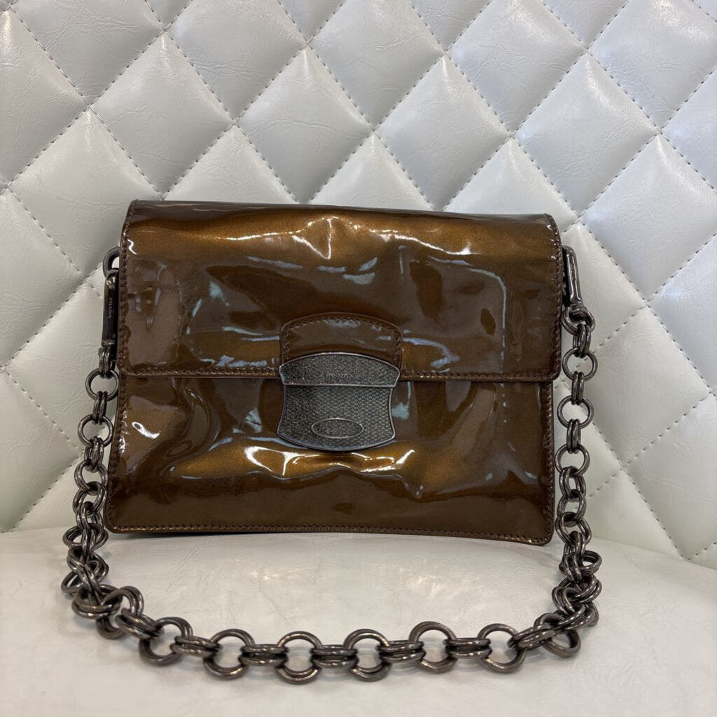Prada Mini Patent Shoulder Bag HANDBAGS green