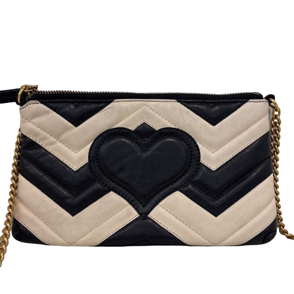 Gucci Double G Crossbody HANDBAGS chevron black/white