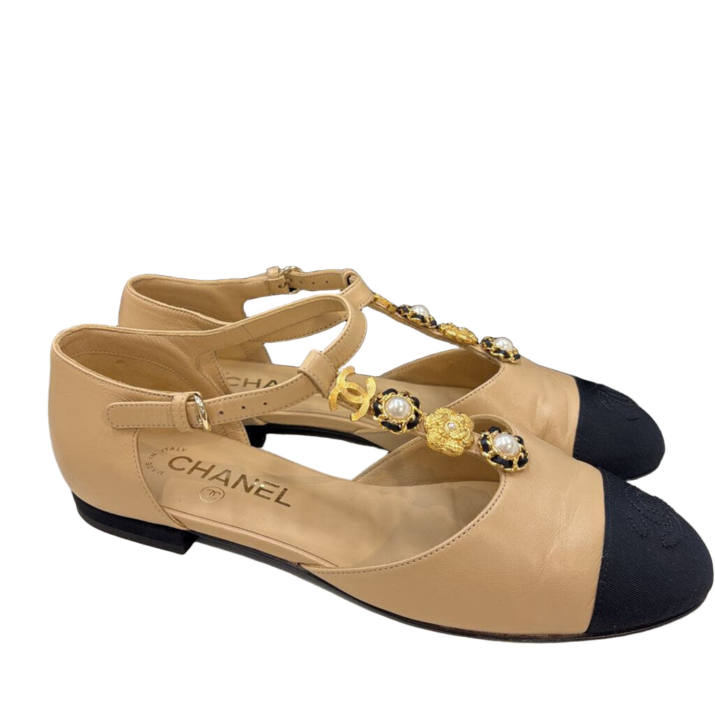 Chanel SHOES 38 nude/black