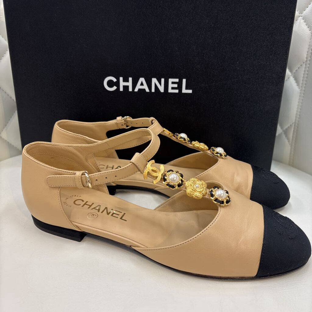 Chanel SHOES 38 nude/black