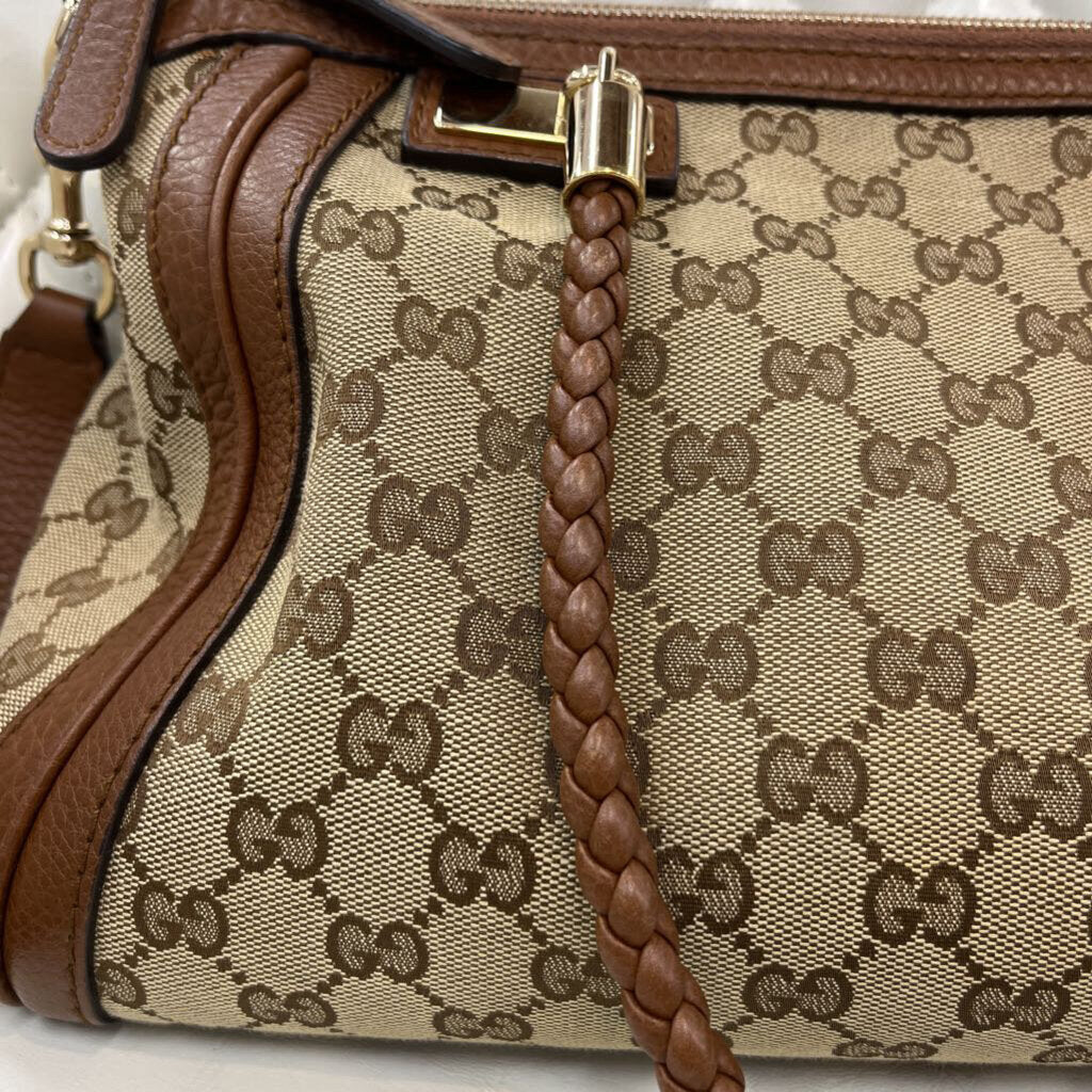 Gucci Gg Canvas Leather HANDBAGS brown