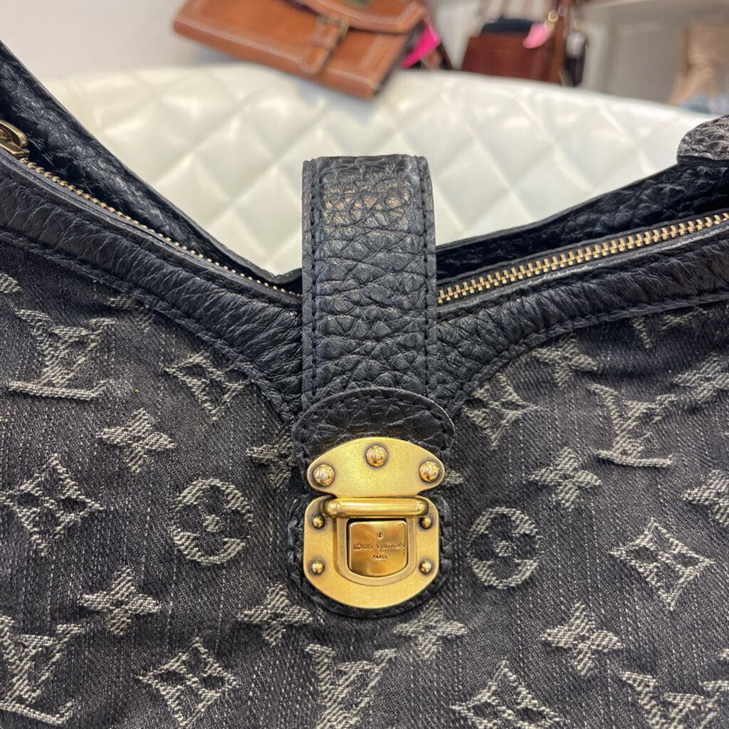 Louis Vuitton Noir Denim Hobo HANDBAGS black