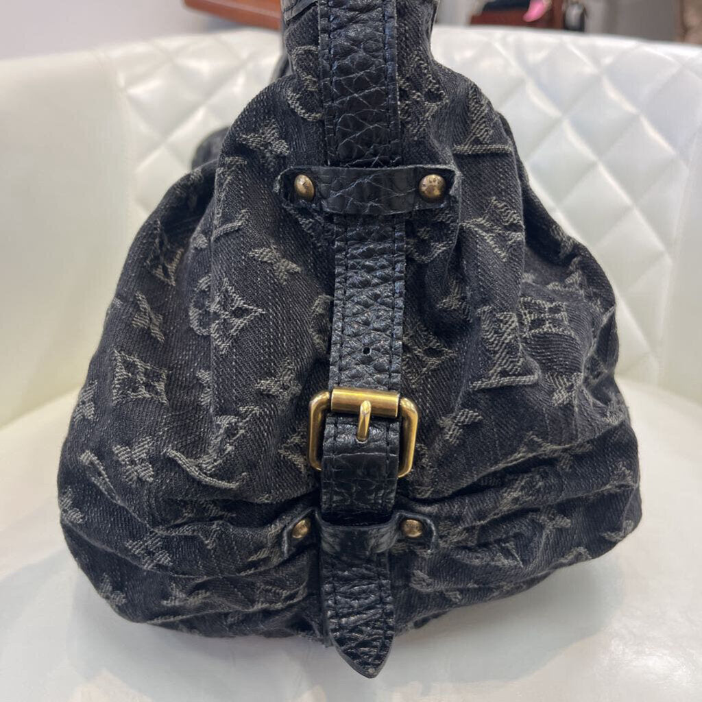 Louis Vuitton Noir Denim Hobo HANDBAGS black