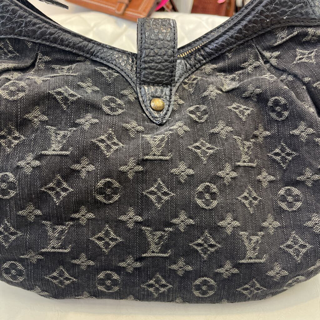 Louis Vuitton Noir Denim Hobo HANDBAGS black