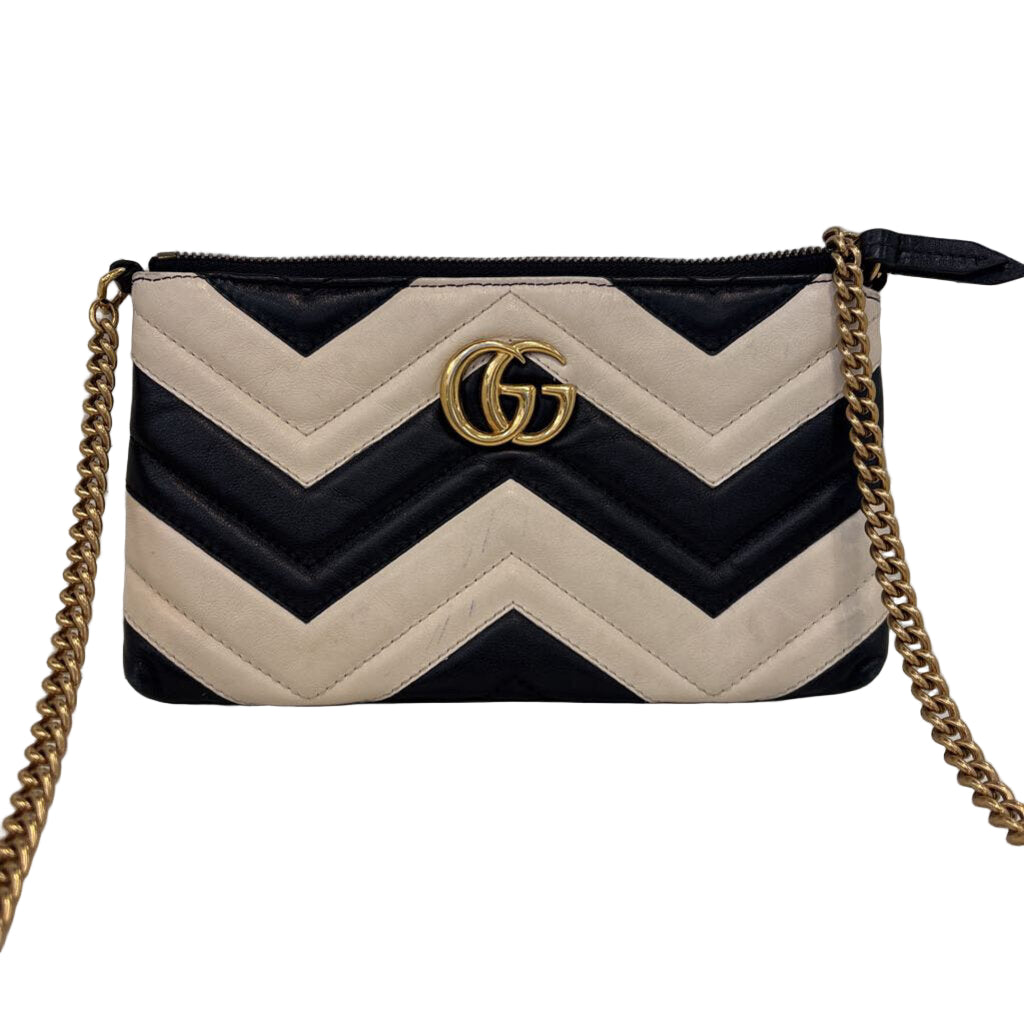 Gucci Double G Crossbody HANDBAGS chevron black/white