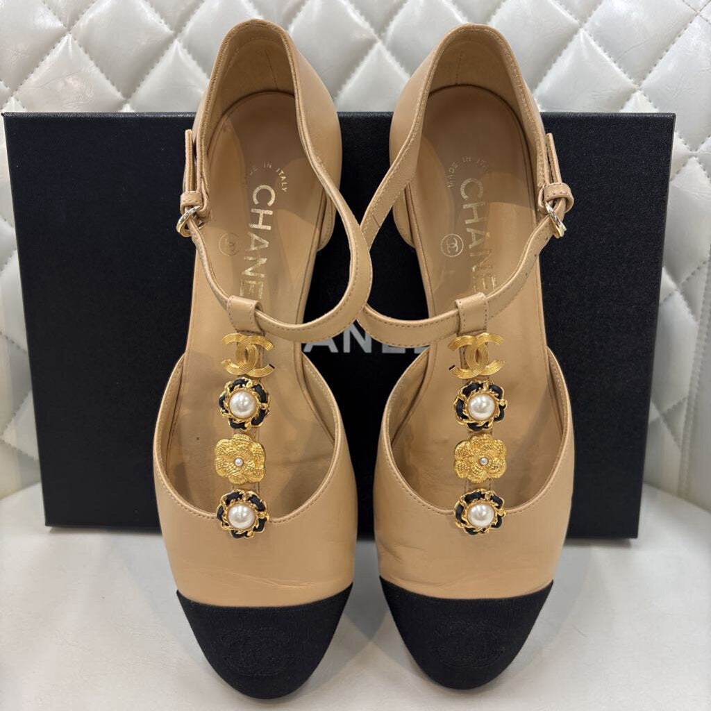 Chanel SHOES 38 nude/black