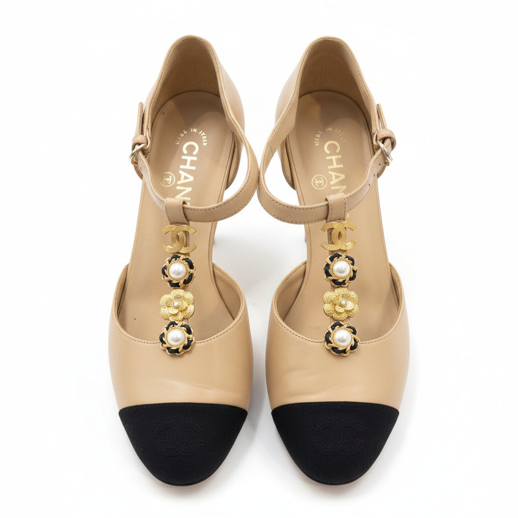 Chanel SHOES 38 nude/black