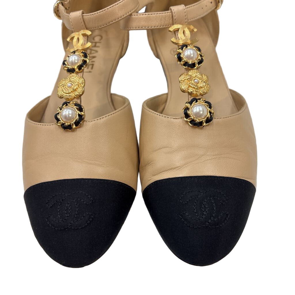 Chanel SHOES 38 nude/black