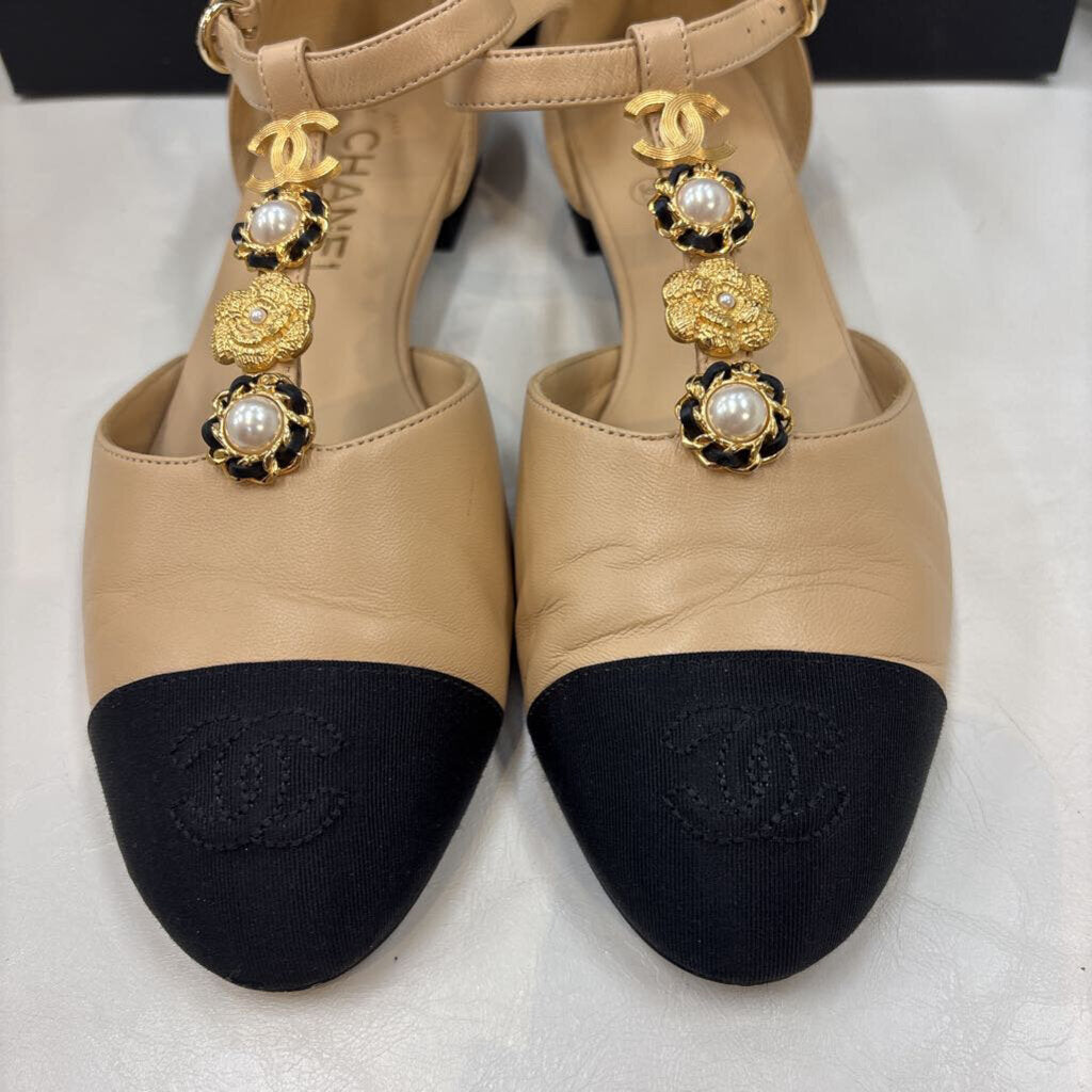Chanel SHOES 38 nude/black