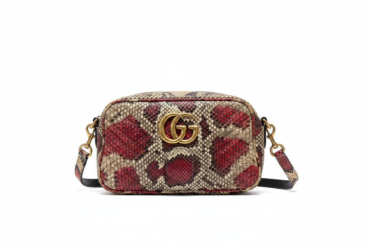 Gucci Marmont Matelasse HANDBAGS Red Snake